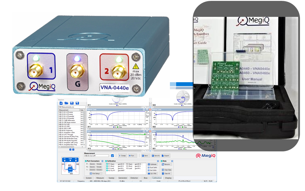VNA0440e-VSB Obvodový analyzátor sítě 4 GHz + VNA Sandbox